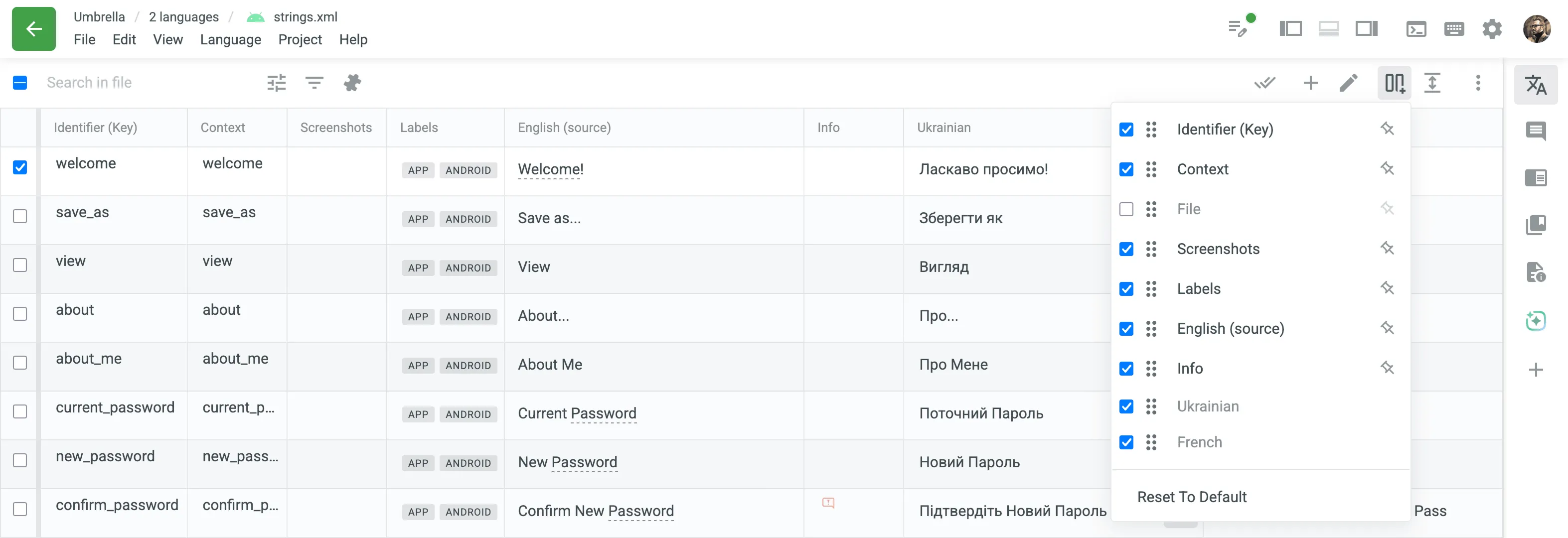 Multilingual Mode Grid View